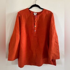 VTG Jennifer George Linen Blend Blouse Siz L Artsy Lagenlook Scandicore Eclectic